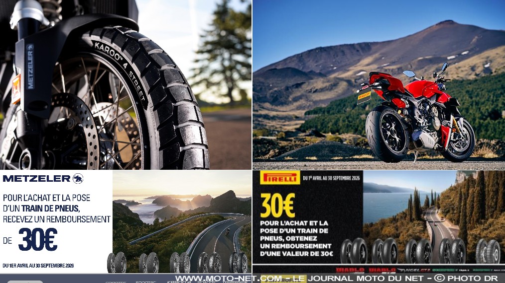 30 euros remboursés à l'achat de pneus Metzeler et Pirelli