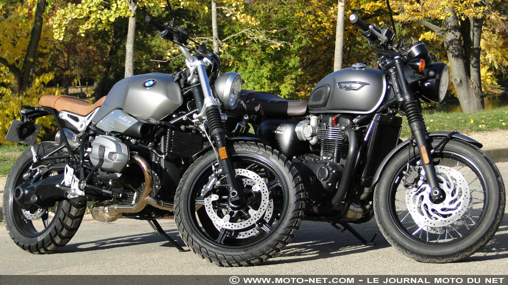 Duel BMW R nineT Scrambler Vs Triumph T120 Black : t'as le look, bobo !