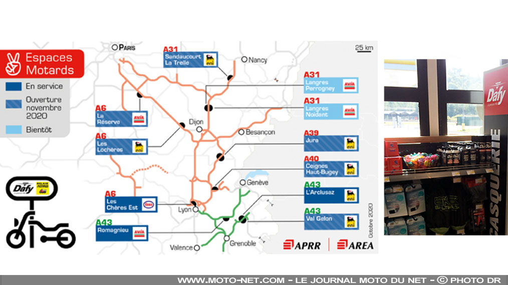 Des espaces motards sur les autoroutes APRR avec Dafy Moto